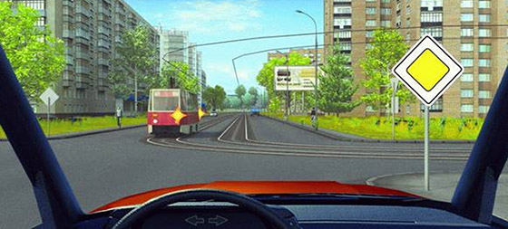 Действие знака уступи дорогу на перекрестке